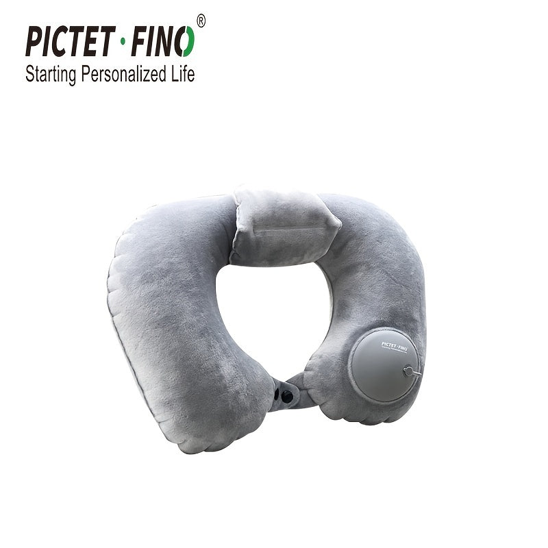 Inflatable Travel Pillow Portable Hand Push Suitable Airplane Train Car Office