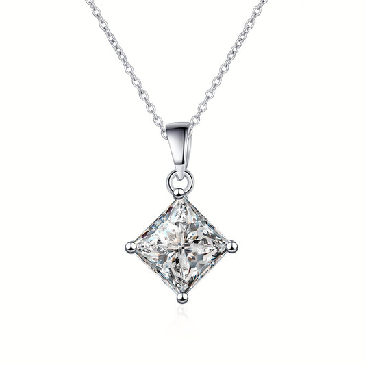 1CT Princess Cut Moissanite Necklace 925 Sterling Silver - Engagement Gift