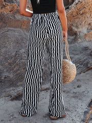  Wide Leg High Stretch Tie Front Loose Pants