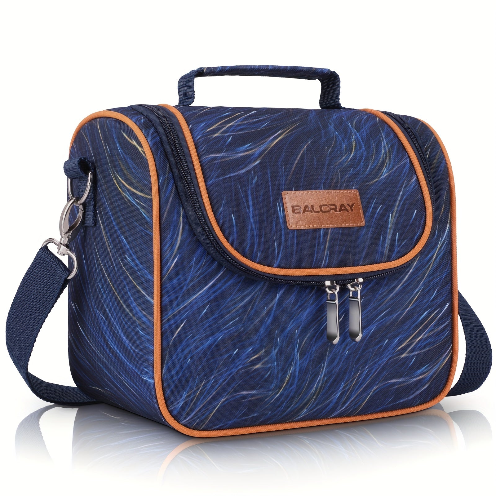 Stylish Insulated Lunch Bag with Hook & Loop Fastener Zipper & Shoulder Strap