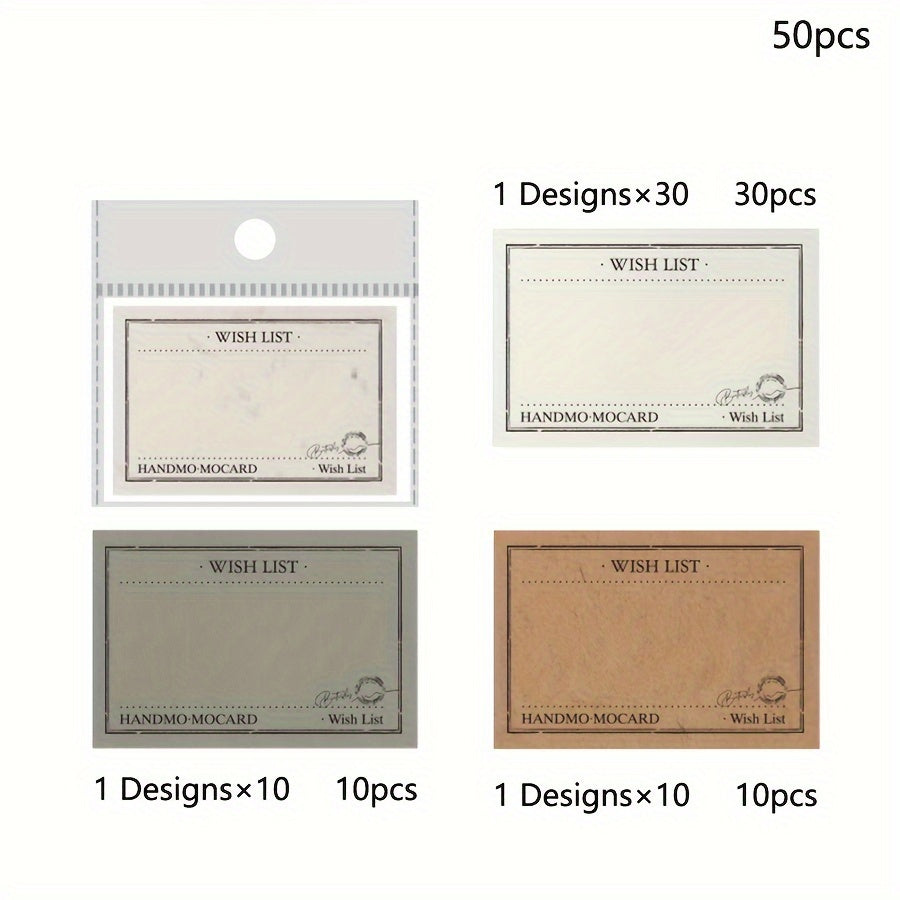 Retro Note Pad Time Show Series - 50 Pieces