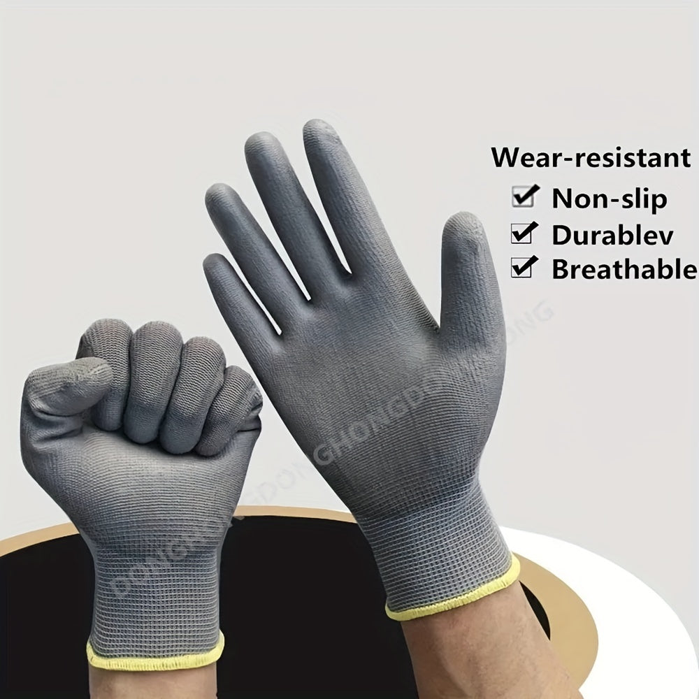 20 Pairs Grey Nylon PU Gloves Safety Work Gloves Repair Gloves