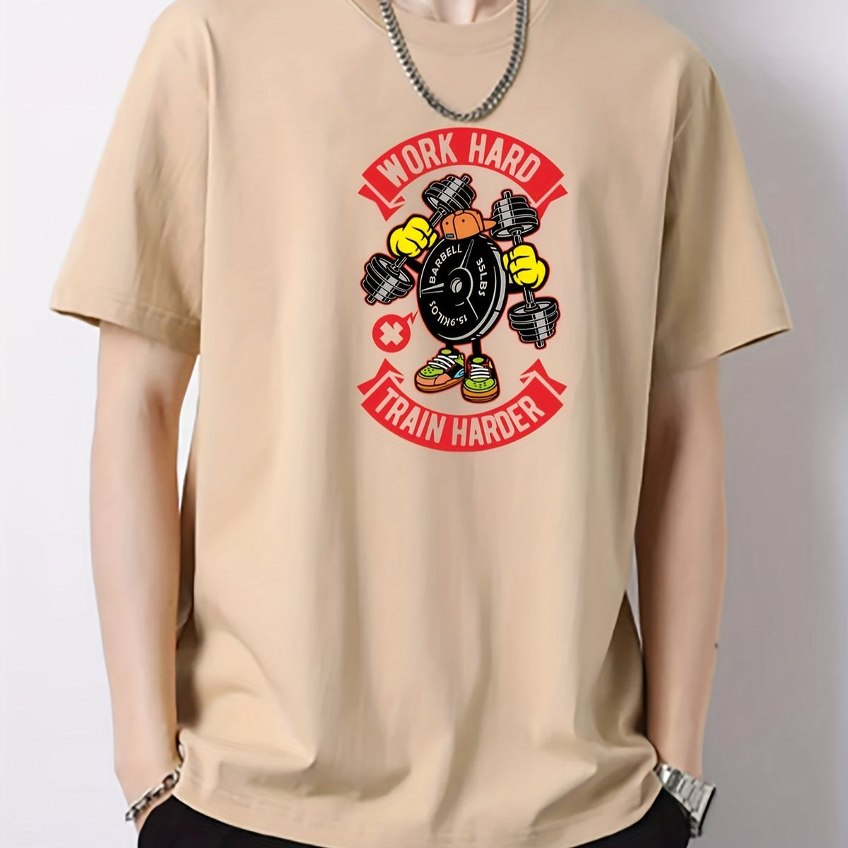 Hard Pattern Print Men's Graphic Cotton Crew Neck Active T shirt