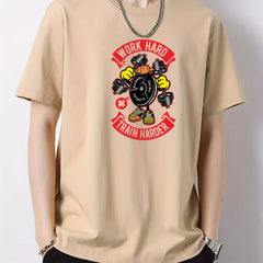 Hard Pattern Print Men's Graphic Cotton Crew Neck Active T shirt