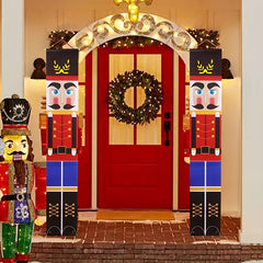 2pcs Christmas Couplets Door Curtain Nutcracker Soldier Knights Flags