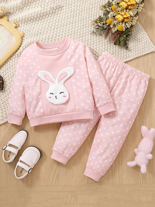 Baby Girls Rabbit Decor Dot 2pcs Set