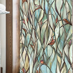 Leaf Printed Decorative Window Film PVC Home Bathroom Window Sticker
