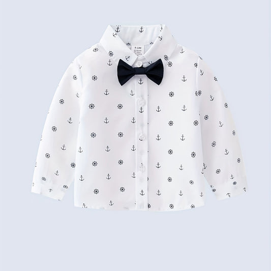 Baby Shirt Long Sleeve Bowtie Cardigan Top Random Print