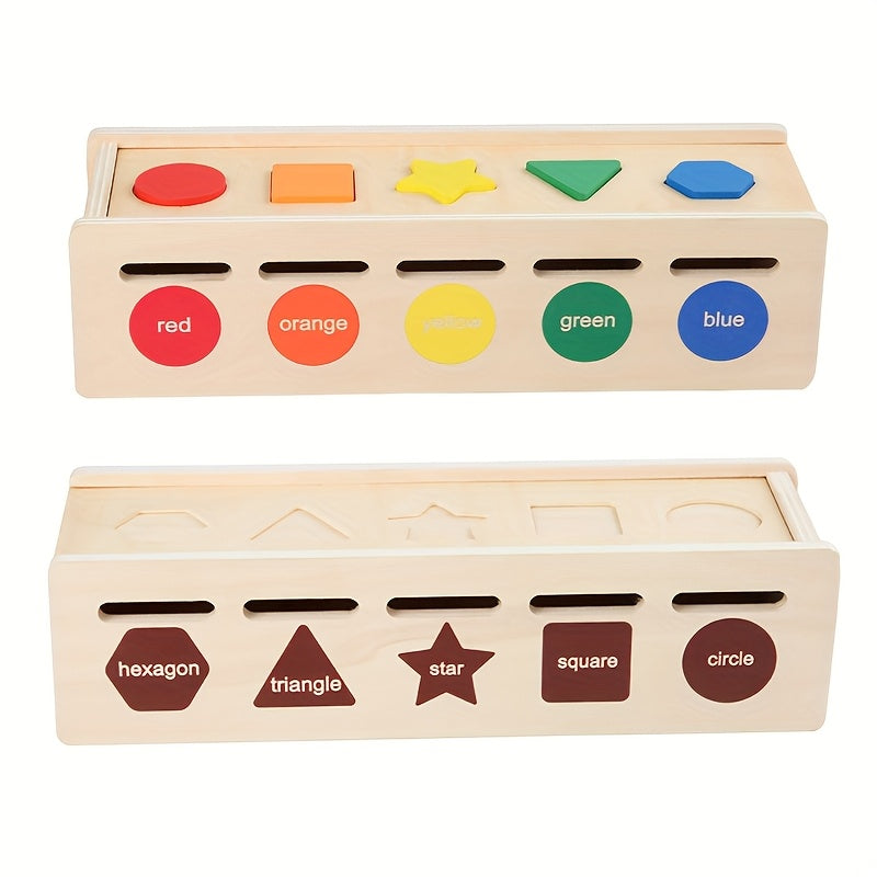 Wooden Shape Sorting Learning Box Toy for Kids Fine Motor Skills Development