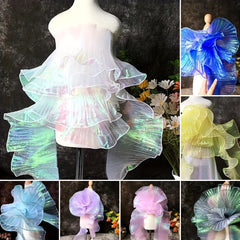 2 Yards Mermaid Magic Yarn Gradient Ruffled Lace Fabric
