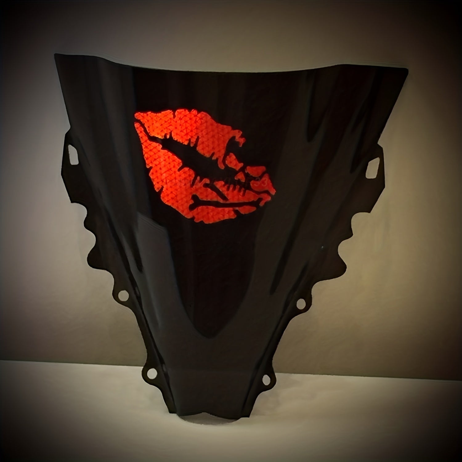 Reflective Death Kiss Skull Cross Bone Lips Decal Bumper Sticker