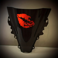 Reflective Death Kiss Skull Cross Bone Lips Decal Bumper Sticker