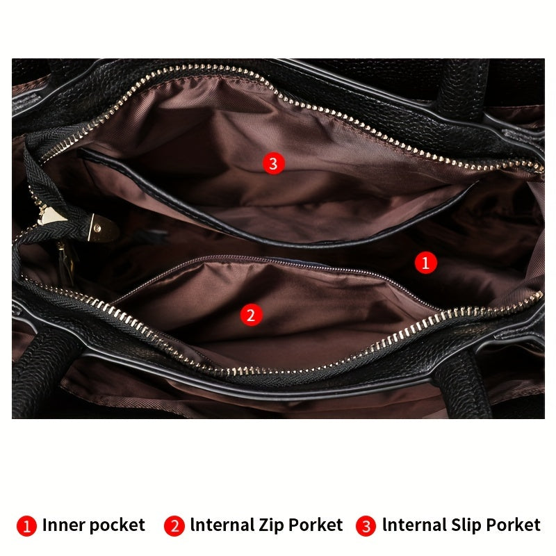 Flower Embossed Leather Tote Bag Top Handle Purse