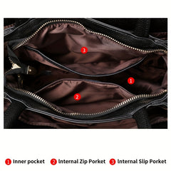 Flower Embossed Leather Tote Bag Top Handle Purse
