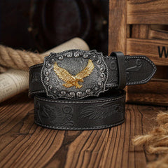 Vintage Pattern Buckle PU Leather Belt For Men
