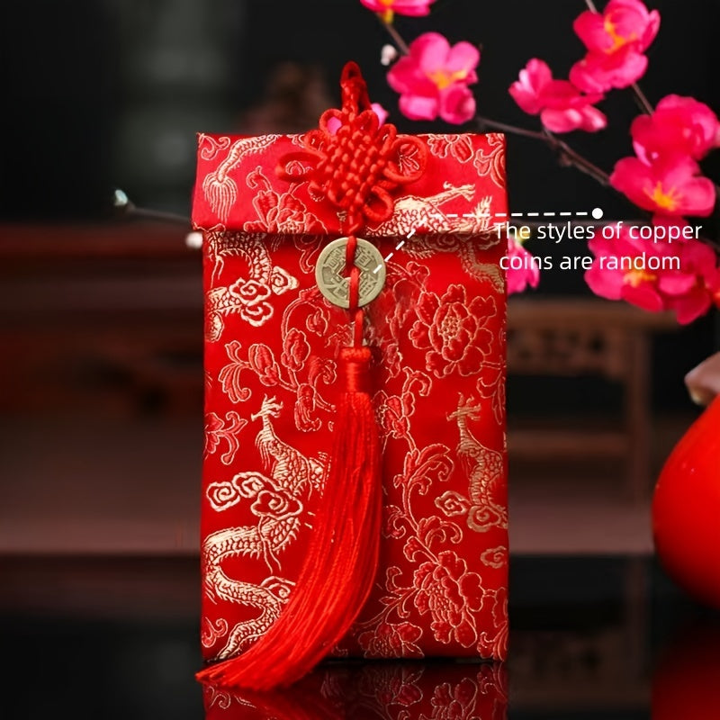 Chinese Knot Silk Red Envelopes Lucky Money Pockets For Spring Festival