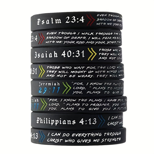 Bible Silicone Bracelet Waterproof Quote Wristband Inspirational Religious