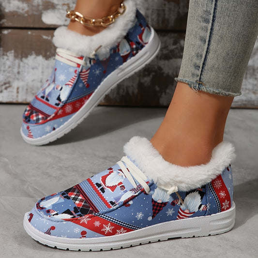 Christmas Santa Snow Shoes Fleece Lined Casual Winter Sneakers