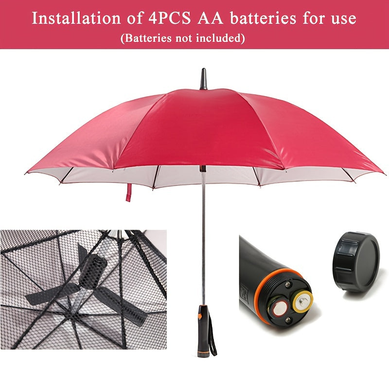 Creative Umbrella with Fan Installation, Battery Powered