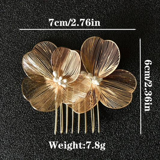 Golden Flower Hair Comb Vintage Headwear Wedding Hair Accessories
