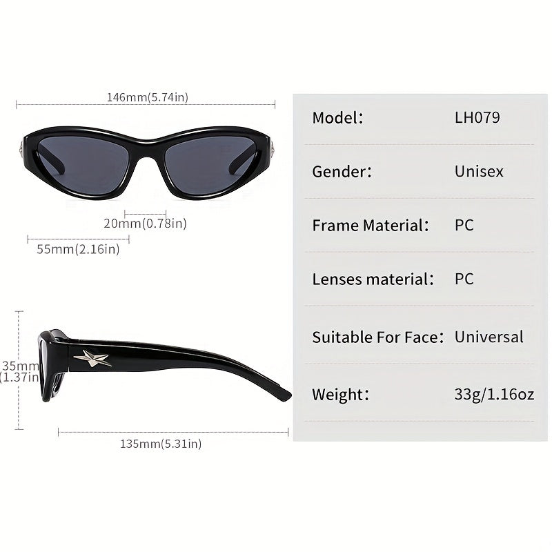 Y2K Star Decor Wrap Around Sunglasses UV400