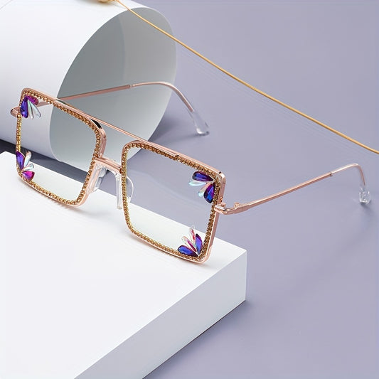 Metal Sunglasses Rhinestone Gradient Glasses UV400