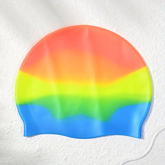 Gradual Change Swimming Cap Ear Protection Durable Waterproof Elastic Cap