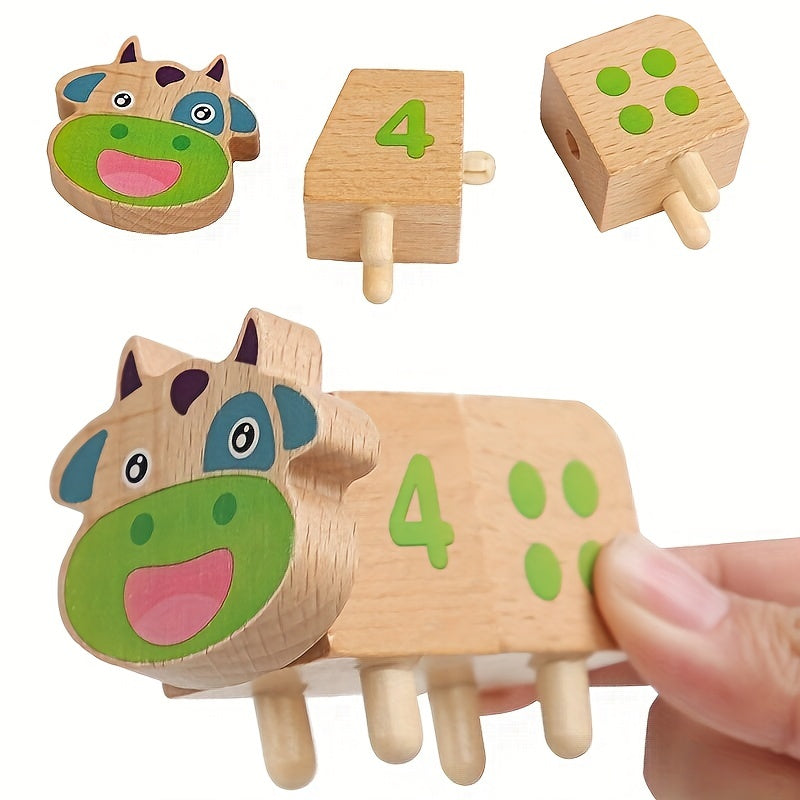 Wooden Kids Cow Number Matching Puzzle Toy