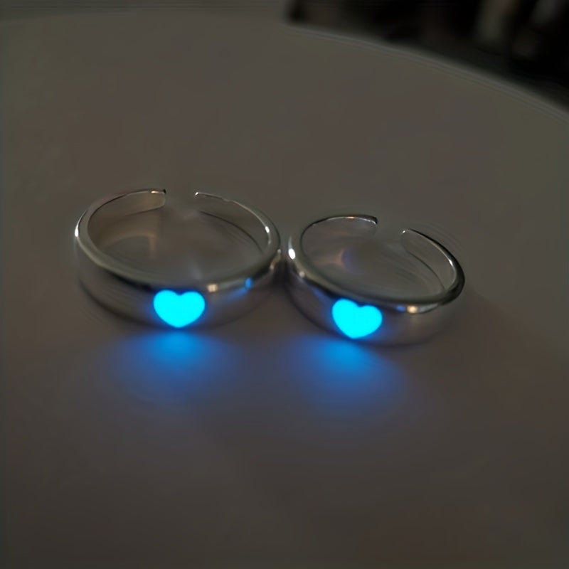 Love Luminous Ring Live Mouth Adjustable Couple Ring