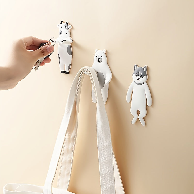 Animal shaped Bendable Rubber Hooks - Sticky Coat Bathroom Kitchen Storage