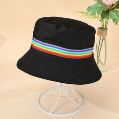 Rainbow Striped Couple Bucket Hat Lightweight Fisherman Cap