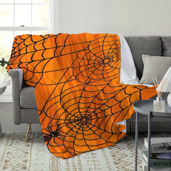Orange Spider Web Printed Blanket for Home & Outdoor Use