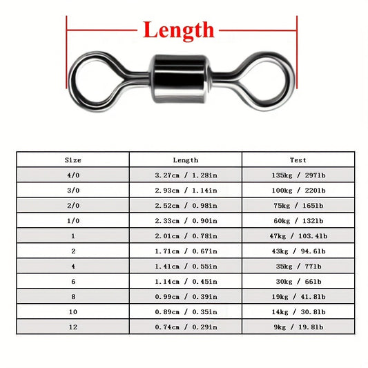25pcs Copper/Stainless Fishing Swivels Saltwater 19-297lb