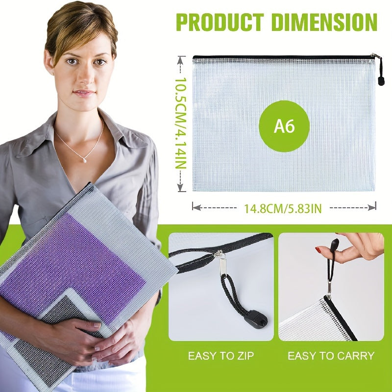 12pcs Waterproof Zip File Bags B4 Size Document Organizer