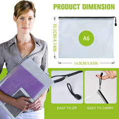 12pcs Waterproof Zip File Bags B4 Size Document Organizer