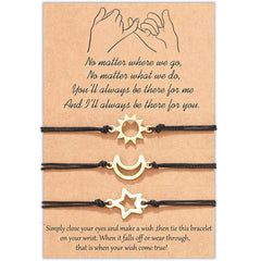 Sun Moon Star Woven Bracelets Set of 3