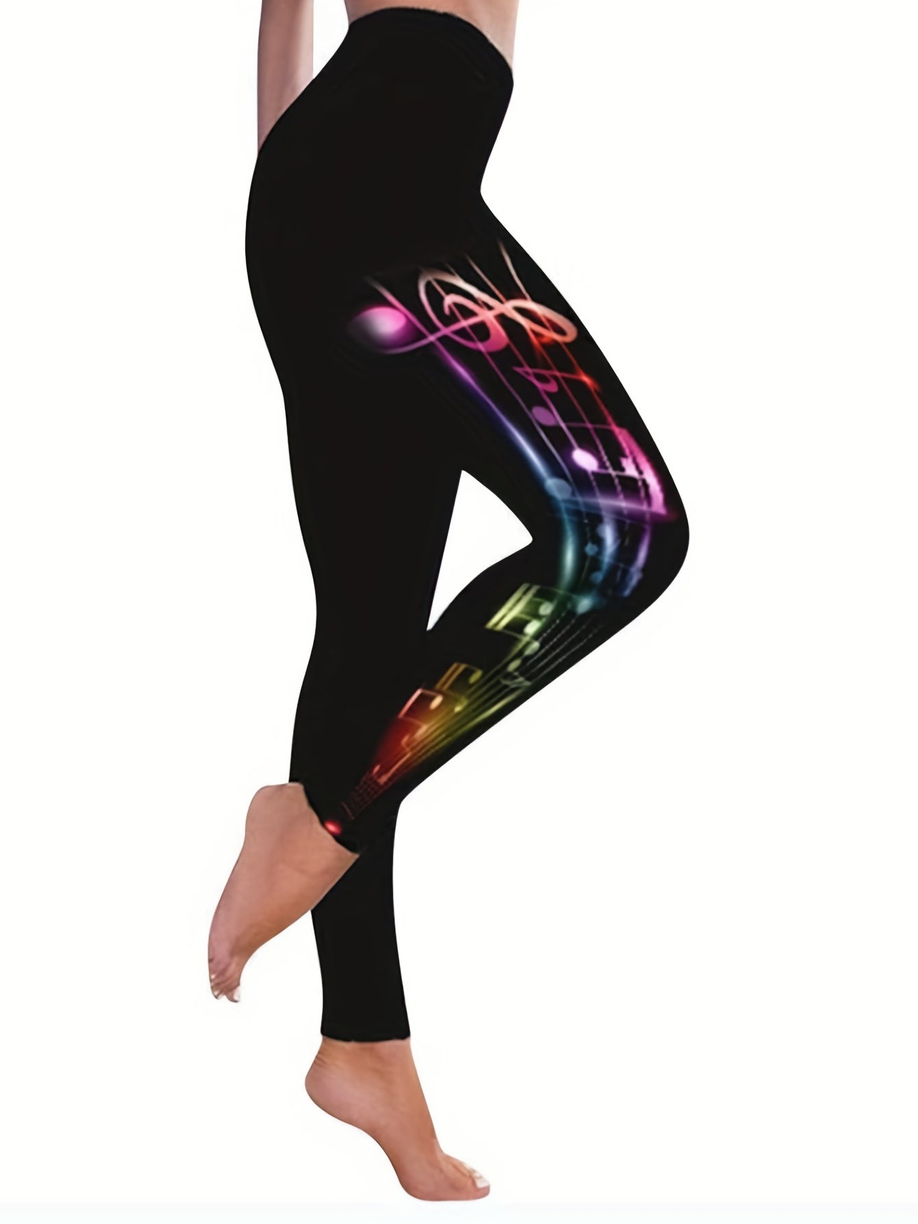  Colorful Graphic Print High Rise Skinny Leggings
