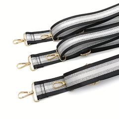 Adjustable Shoulder Bag Strap with Silver Stripe Durable Bag Travel Accessories