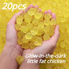 20pcs Yellow Fat Chicken Mini Figurines for Desk & Kindergarten Decor