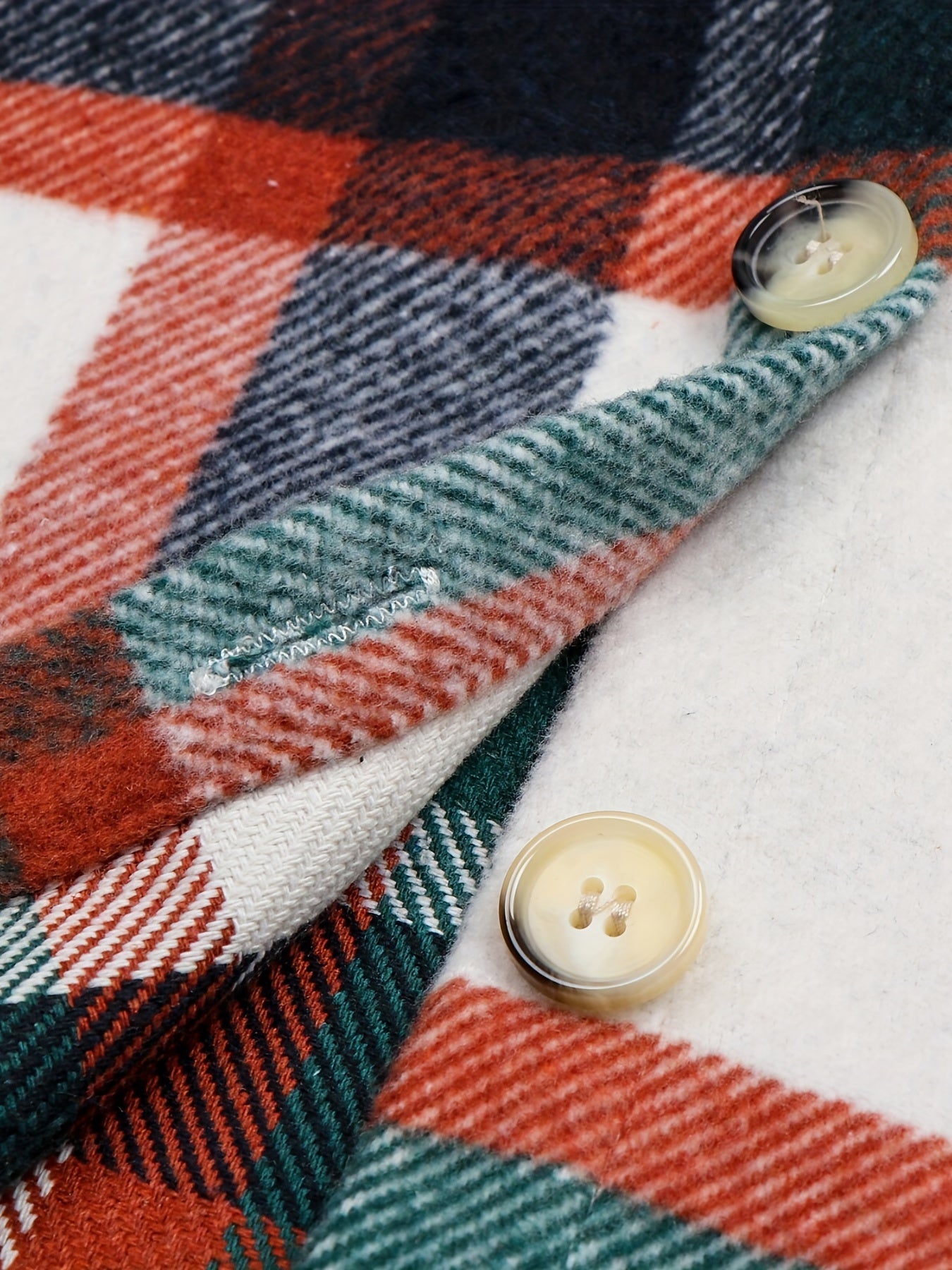 Plaid Print Button Front Jacket Collared Outerwear