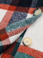Plaid Print Button Front Jacket Collared Outerwear