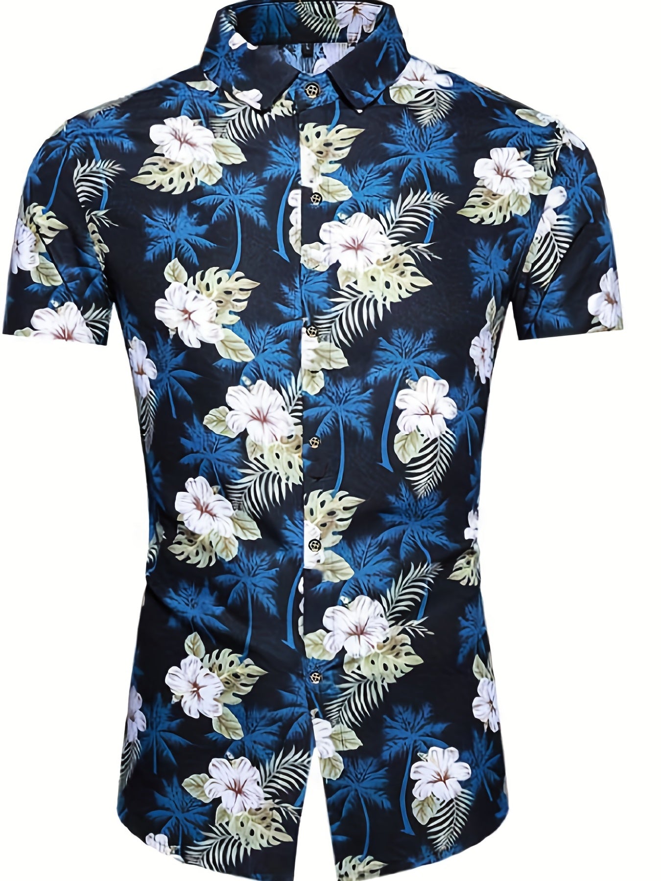 Hawaiian Print Casual Short Sleeve Men's Shirt for Summer Vacation