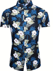 Hawaiian Print Casual Short Sleeve Men's Shirt for Summer Vacation