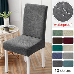 Waterproof Jacquard Dining Chair Slipcover Stretch Chair Cover