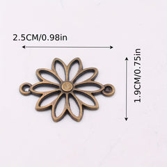 50pcs DIY Alloy Hollow Flower Pendants Retro Accessories Double Hanging