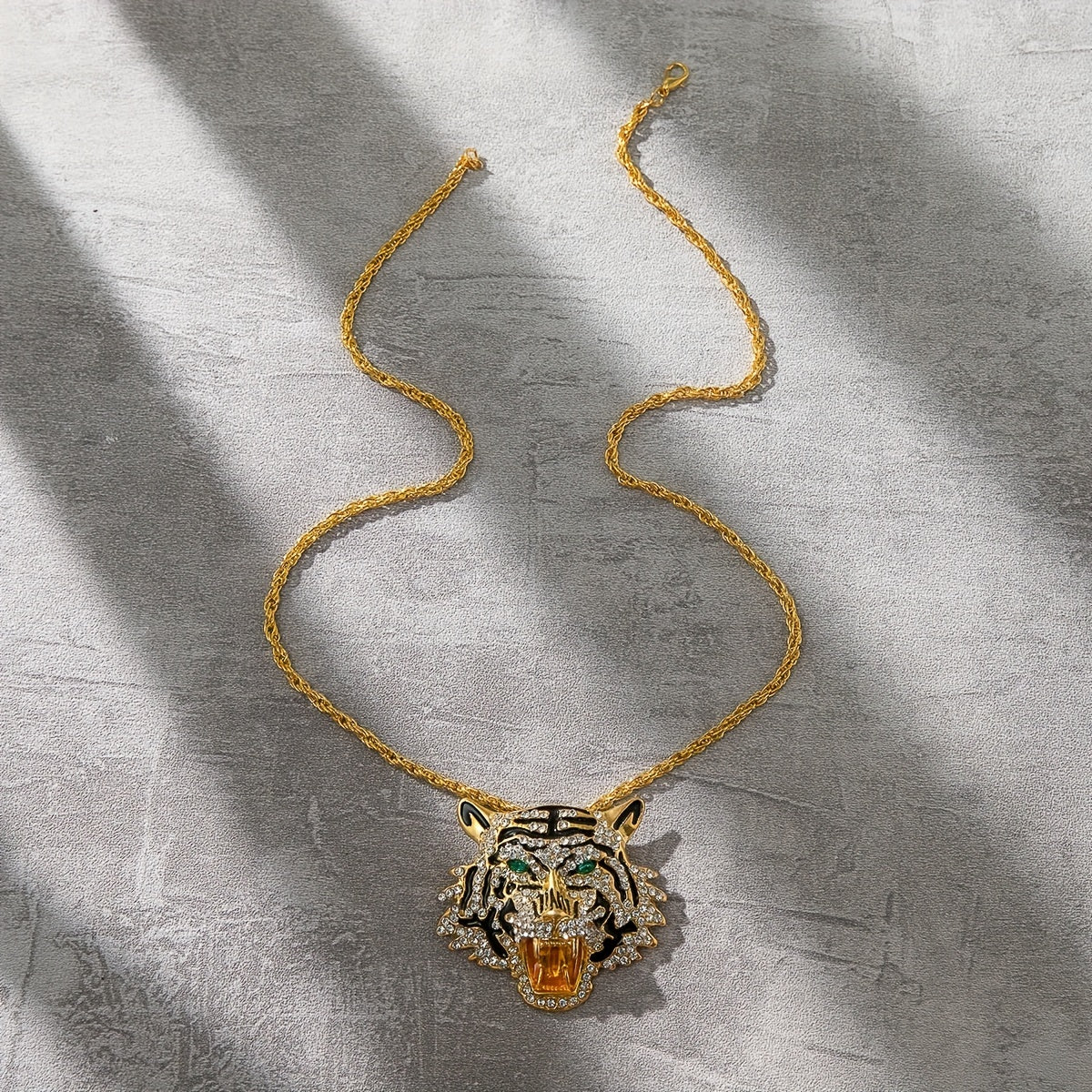 Alloy Tiger Head Pendant Necklace Hip Hop Creative Animal Jewelry
