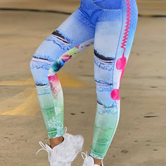 Floral Print Slim Leggings High Waist Summer Leggings