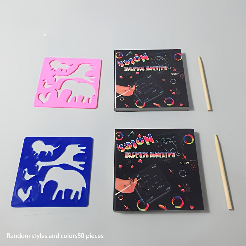 Rainbow Scratch Note Art Kit - Unleash Hidden Designs with Vibrant Colors