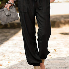  Drawstring Side Pocket Cuffed Pants