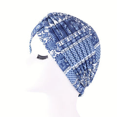 Boho Flower Print Turban Cap Head Wrap Lightweight Head Scarf Beanie